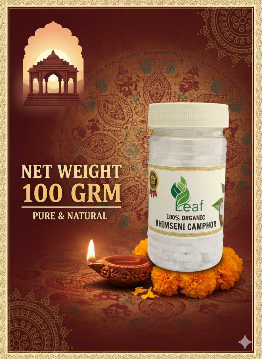 Organic Bhimseni camphor (100 grm ) Acts as an eco-friendly air purifier with a refreshing fragrance.