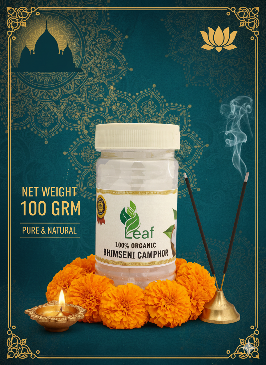 Organic Bhimseni camphor (100 grm ) Acts as an eco-friendly air purifier with a refreshing fragrance.