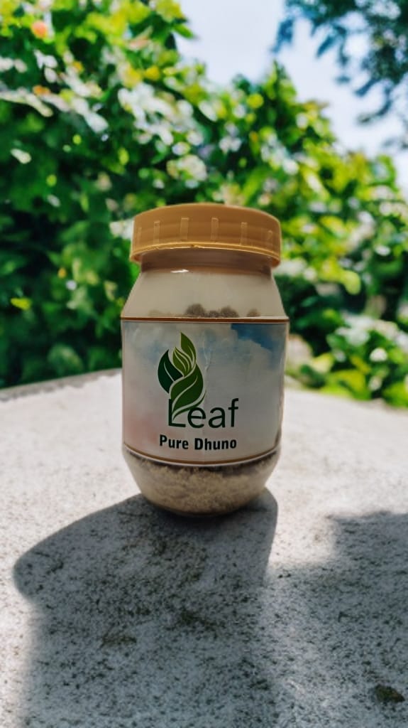 LEAF PURE NATURAL DHUNO (A traditional blend crafted with pure natural herbs, resins, and wood powders, Leaf Pure Natural Dhuno is the perfect way to purify your surroundings and invite peace into your home.)