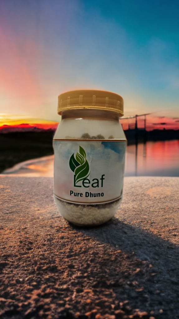 LEAF PURE NATURAL DHUNO (A traditional blend crafted with pure natural herbs, resins, and wood powders, Leaf Pure Natural Dhuno is the perfect way to purify your surroundings and invite peace into your home.)