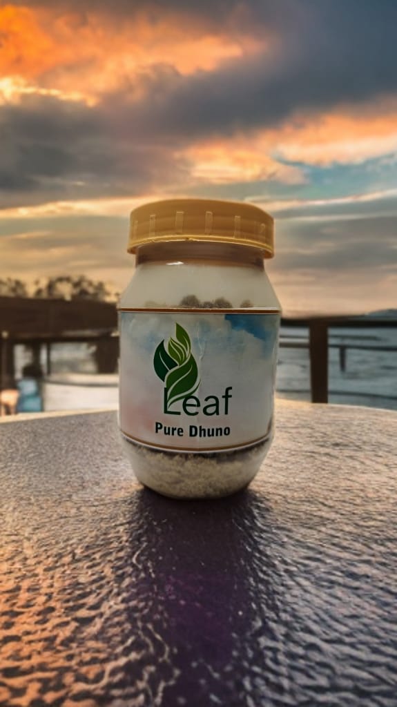 LEAF PURE NATURAL DHUNO (A traditional blend crafted with pure natural herbs, resins, and wood powders, Leaf Pure Natural Dhuno is the perfect way to purify your surroundings and invite peace into your home.)