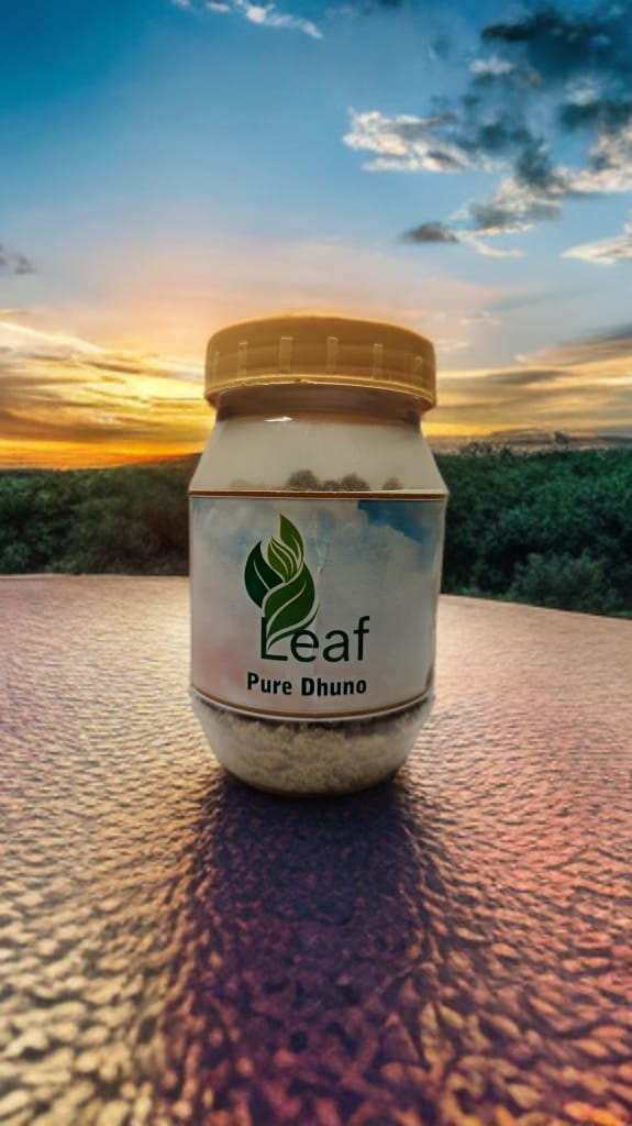 LEAF PURE NATURAL DHUNO (A traditional blend crafted with pure natural herbs, resins, and wood powders, Leaf Pure Natural Dhuno is the perfect way to purify your surroundings and invite peace into your home.)