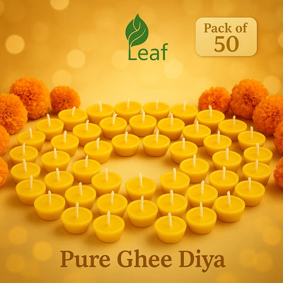 Ghee Diya Batti (50 pcs )  100% pure cow ghee and natural cotton wicks.