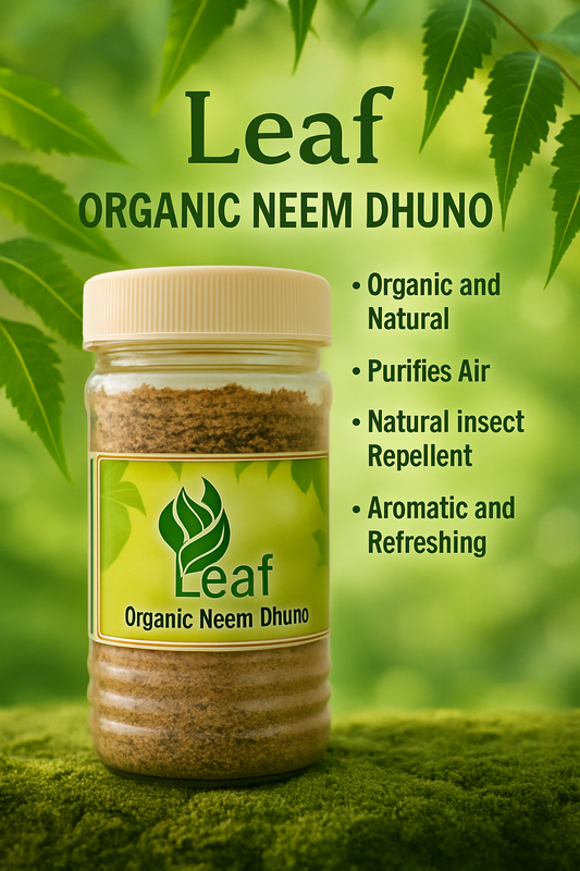 ORGANIC NEEM DHUNO (100Grm) Made from 100% natural neem leaves and traditional herbs, this dhuno is a chemical-free, eco-friendly way to purify your surroundings.