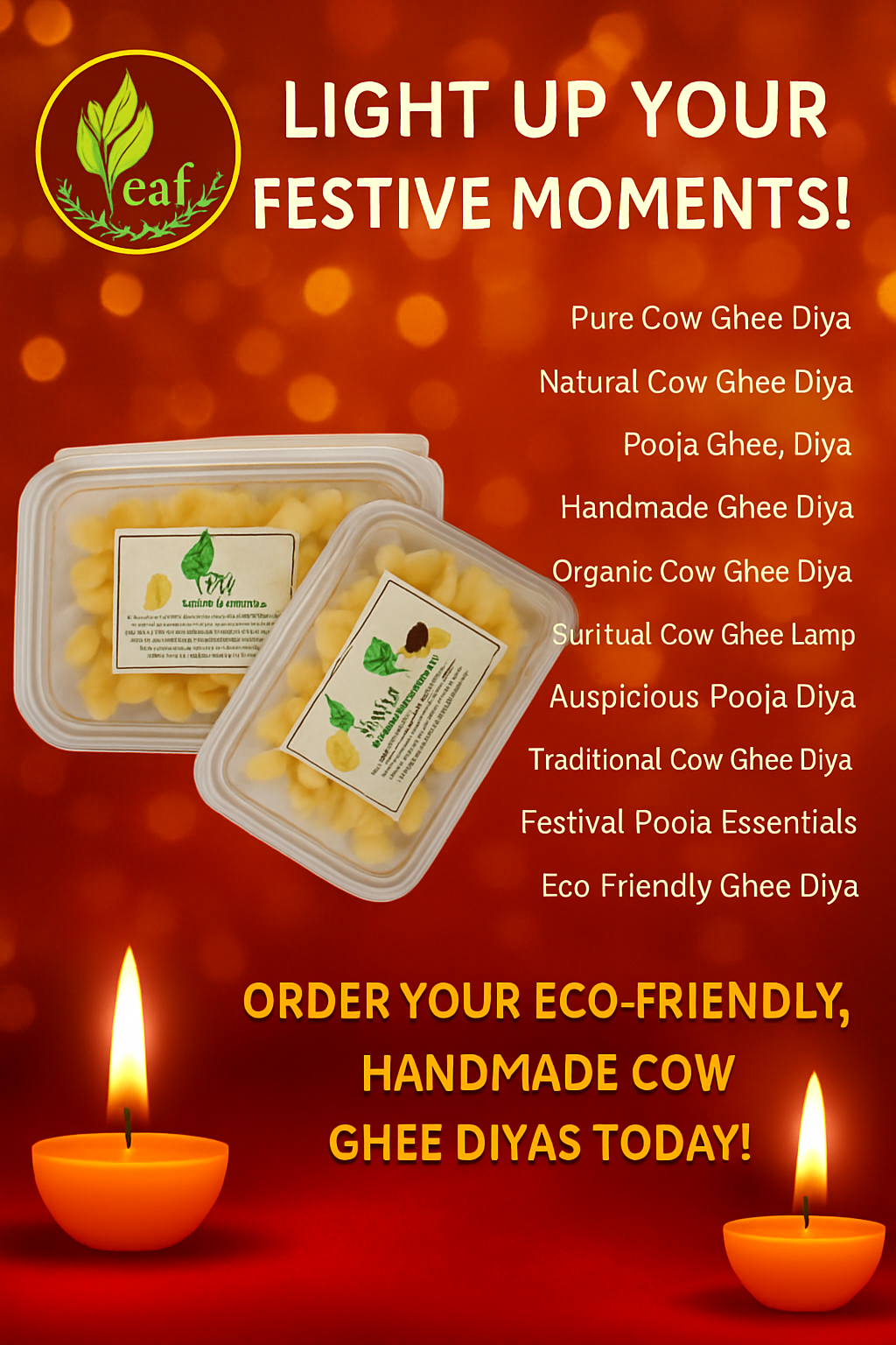 Pure Ghee Diya batti (200 pcs )  Illuminate your home and puja with the divine glow