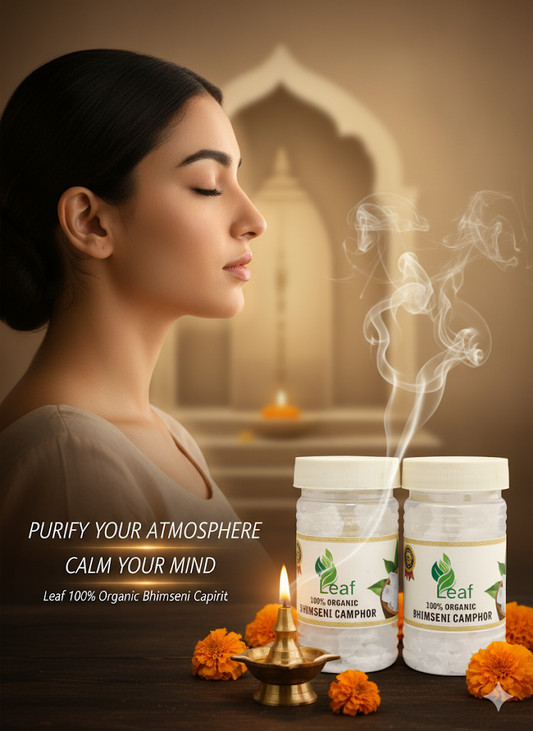 Organic Bhimseni camphor (100 grm ) Acts as an eco-friendly air purifier with a refreshing fragrance.