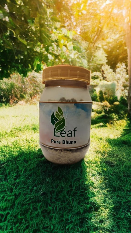 LEAF PURE NATURAL DHUNO (A traditional blend crafted with pure natural herbs, resins, and wood powders, Leaf Pure Natural Dhuno is the perfect way to purify your surroundings and invite peace into your home.)