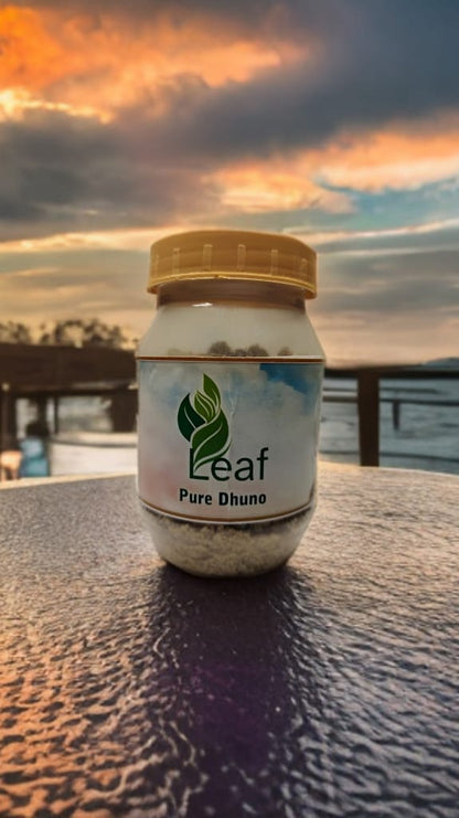 LEAF PURE NATURAL DHUNO (A traditional blend crafted with pure natural herbs, resins, and wood powders, Leaf Pure Natural Dhuno is the perfect way to purify your surroundings and invite peace into your home.)